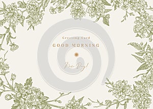 Floral frame with flowering branches