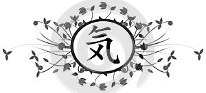 Floral frame with ideogram of spirit