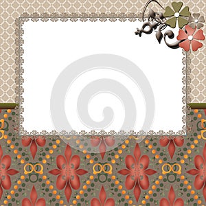 Floral frame lace beige background