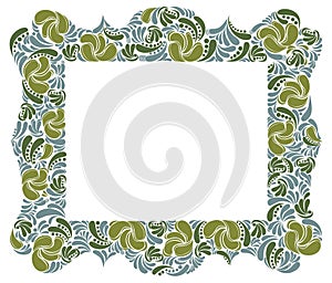 Floral frame made of leaves vector vintage design, decorative blank classic style border, luxury beautiful background, invitation