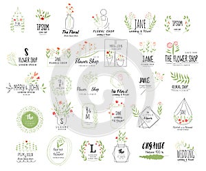 Floral frame set for wedding, flower shop, hand drawn style.vector illustration photo