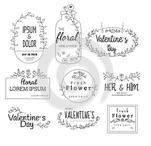 Floral frame set for wedding, flower shop,for printing,card,banner,product.vector