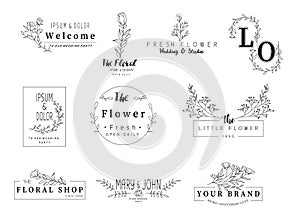 Floral frame set for wedding, flower shop,for printing,card,banner,product.vector illustration