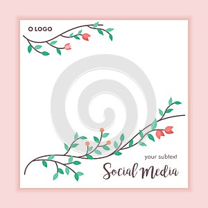 Floral frame social media post background