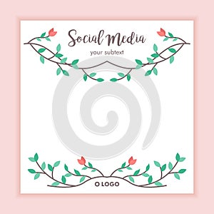 Floral frame social media post background