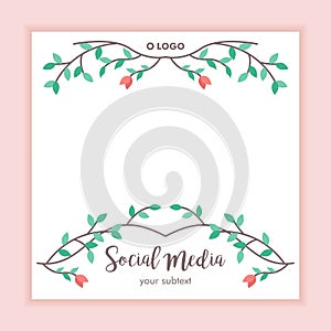 Floral frame social media post background