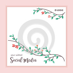 Floral frame social media post background