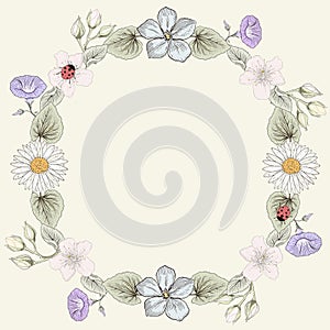 Floral frame vintage engraving style