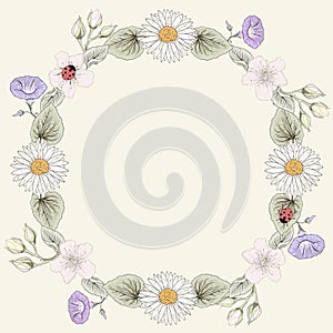 Floral frame vintage engraving style