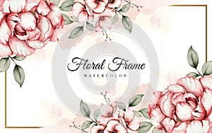 Floral Frame Watercolour with Peony Flowers Watercolor Template