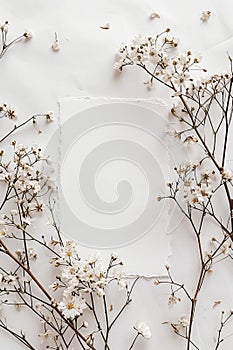 Floral frame with white space, perfect for wedding stationery and announcements