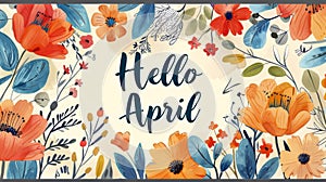 Floral Frame With the Words Hello APR photo