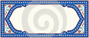 Floral frame for your design. Traditional Turkish ï¿½ Ottoman ornament. Iznik.