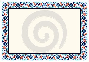 Floral frame for your design. Traditional Turkish ï¿½ Ottoman ornament. Iznik.