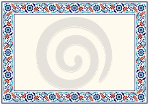Floral frame for your design. Traditional Turkish Ã¯Â¿Â½ Ottoman ornament. Iznik.