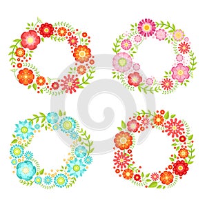 Floral frames in circle shapes with place for your text. Vector vintage collection