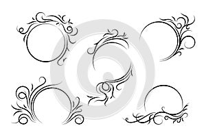 Floral frames with swirls decorative elements