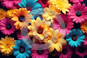 Floral Fusion: Creative Modern Art Featuring a Burst of Colorful Flowers for Backgrounds