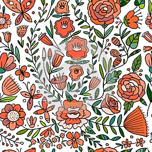 Floral Garden. Spring concept Background. Seamless pattern for your design.