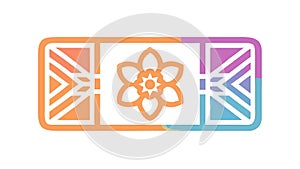 Floral geometric pattern in rectangle, artistic decor, vector design Generative AI