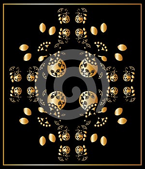 Floral gold and blackl card, ornament