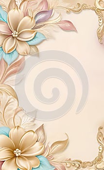 Floral gold frame with copy space