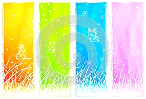 Floral grassy vertical banners