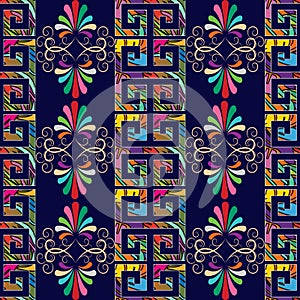 Floral grecian seamless border pattern. Vector geometric ornate