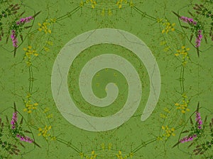 Floral green background in the form of a card