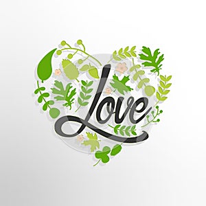 Floral greeting card with love text