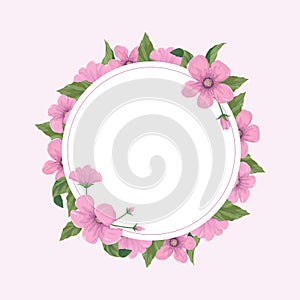 Floral greeting card template with pink flowers.