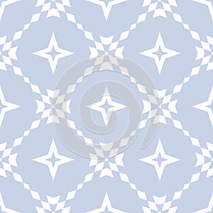 Floral grid seamless pattern. Simple vector light blue geometric ornament