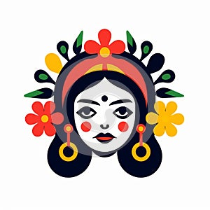 Floral Hair Indian Design: A Vibrant Vector Illustration