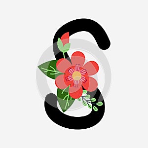Floral hand-drawn font S alphabet photo