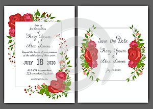 Floral hand drawn frame for a wedding invitation