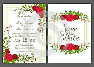 Floral hand drawn frame for a wedding invitation