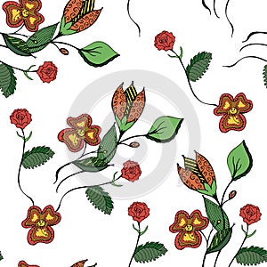 Floral hand drawn seamless pattern photo