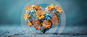 Floral Heart: Essence of Warmth and Care in Bloom. Concept Spring Blooms, Floral Arrangements, Love