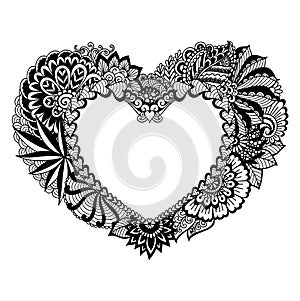 Abstract heart for coloring book, engraving, print on stuffs,  decorations photo