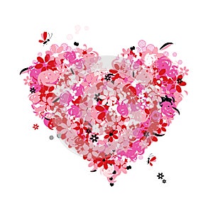 Floral heart shape, love