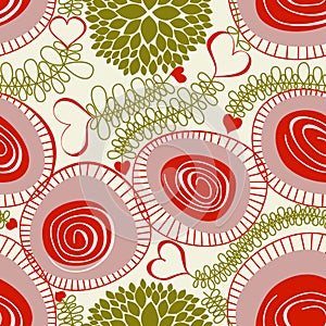 Floral hearts seamless background