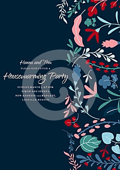 Floral housewarming party invitation template