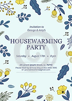 Floral housewarming party invitation template photo