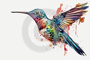 Floral Hummingbird Sublimation Clipart isolate on white background.