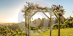 Floral Huppah with view of mountain and sky