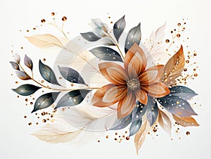 Floral Illustration for simple and elegant bridal design, website, wallpaper, greetings, postcards. White background