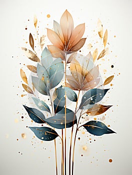 Floral Illustration for simple and elegant design, website, wallpaper, greetings, cards. Vertical picture