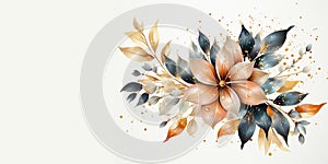 Floral Illustration for simple and elegant design, website, wallpaper, greetings, postcards. Banner, copy space.