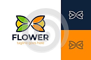 Floral infinity logo. green infinity logo template. eco leaf icon symbol vector illustration