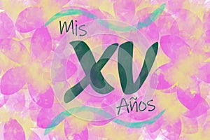 Invitation card of `mis XV aÃÂ±os` photo